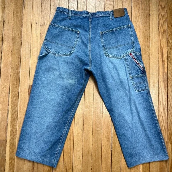 Y2K Vintage‎ Polo Jeans Co Baggy Wide Leg Carpenter Crop Men's Size 37x26.5 READ